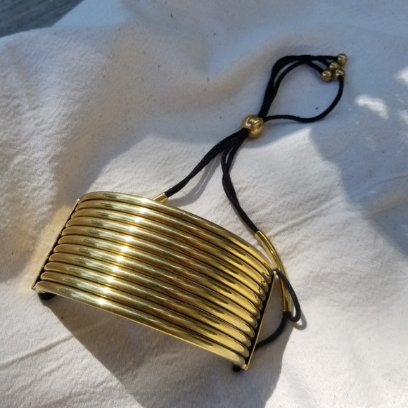 Gold brass choker band collar bold necklace - Picture 7 of 7